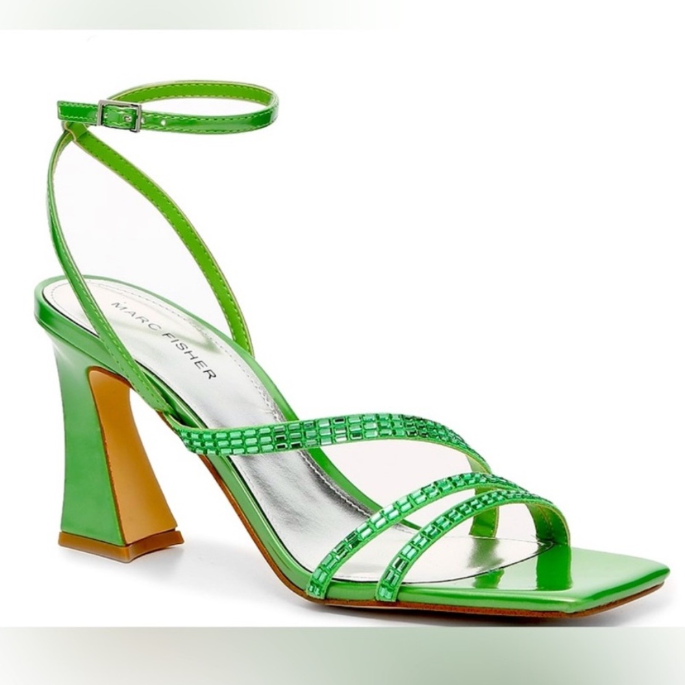 Marc Fisher Zalay Sandal NWOT Green Bedazzled Heel